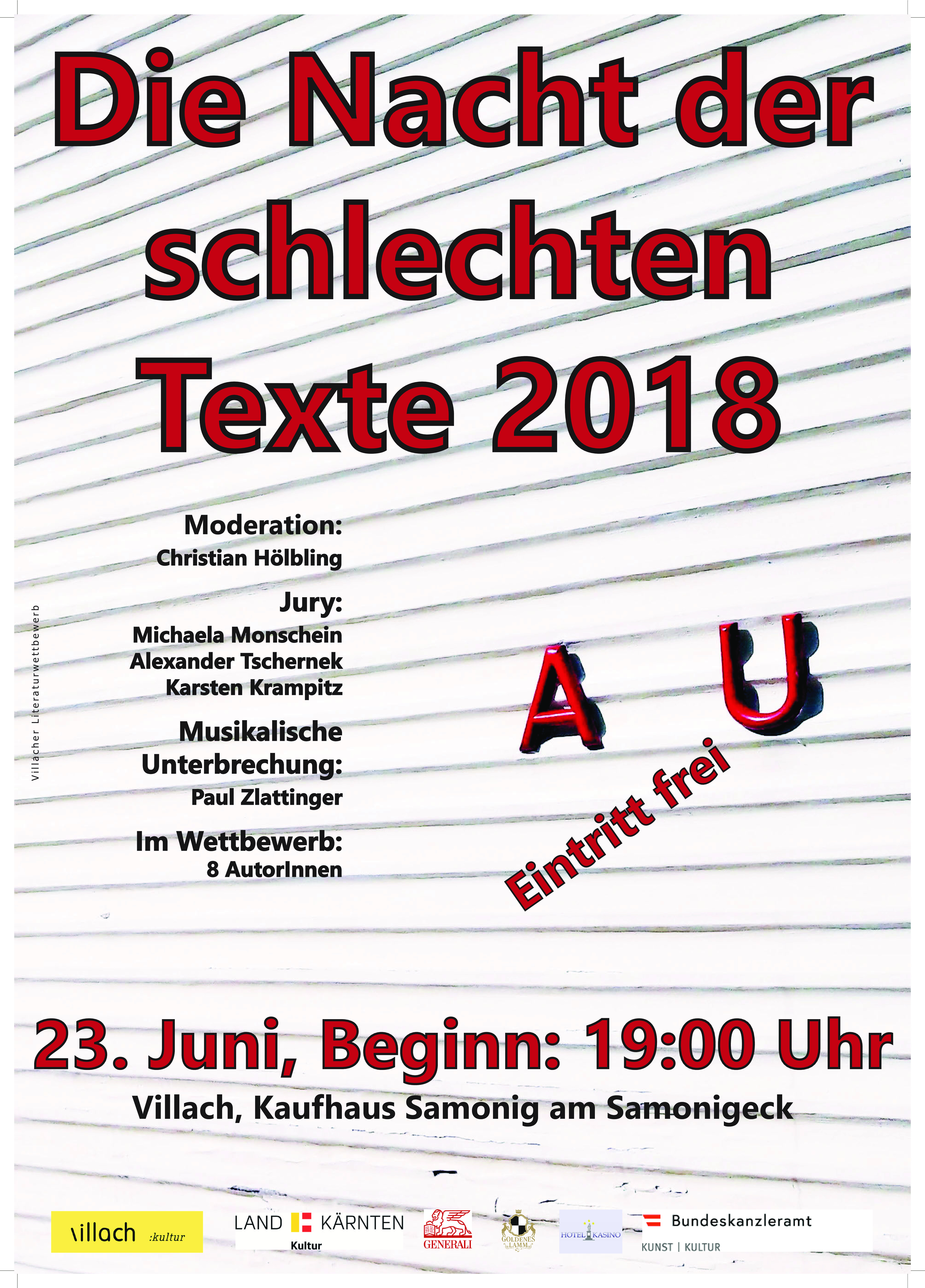 Plakat Nacht der schlechten Texte 2018